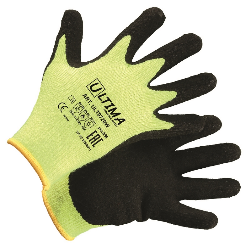 Перчатки утепленные из высокополимер.вол. (5) с покр. из вспен.лат. ULT9720W