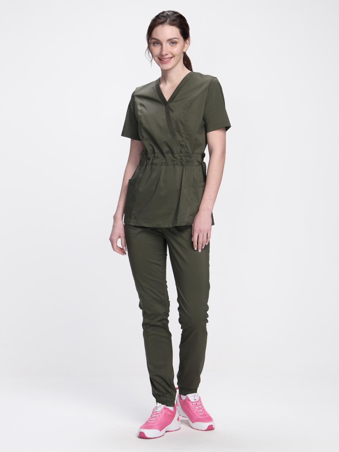 Костюм женский хирургический Модерн-004 (тк.Стрейч,120) MedLine, хаки (МИНПРОМТОРГ)