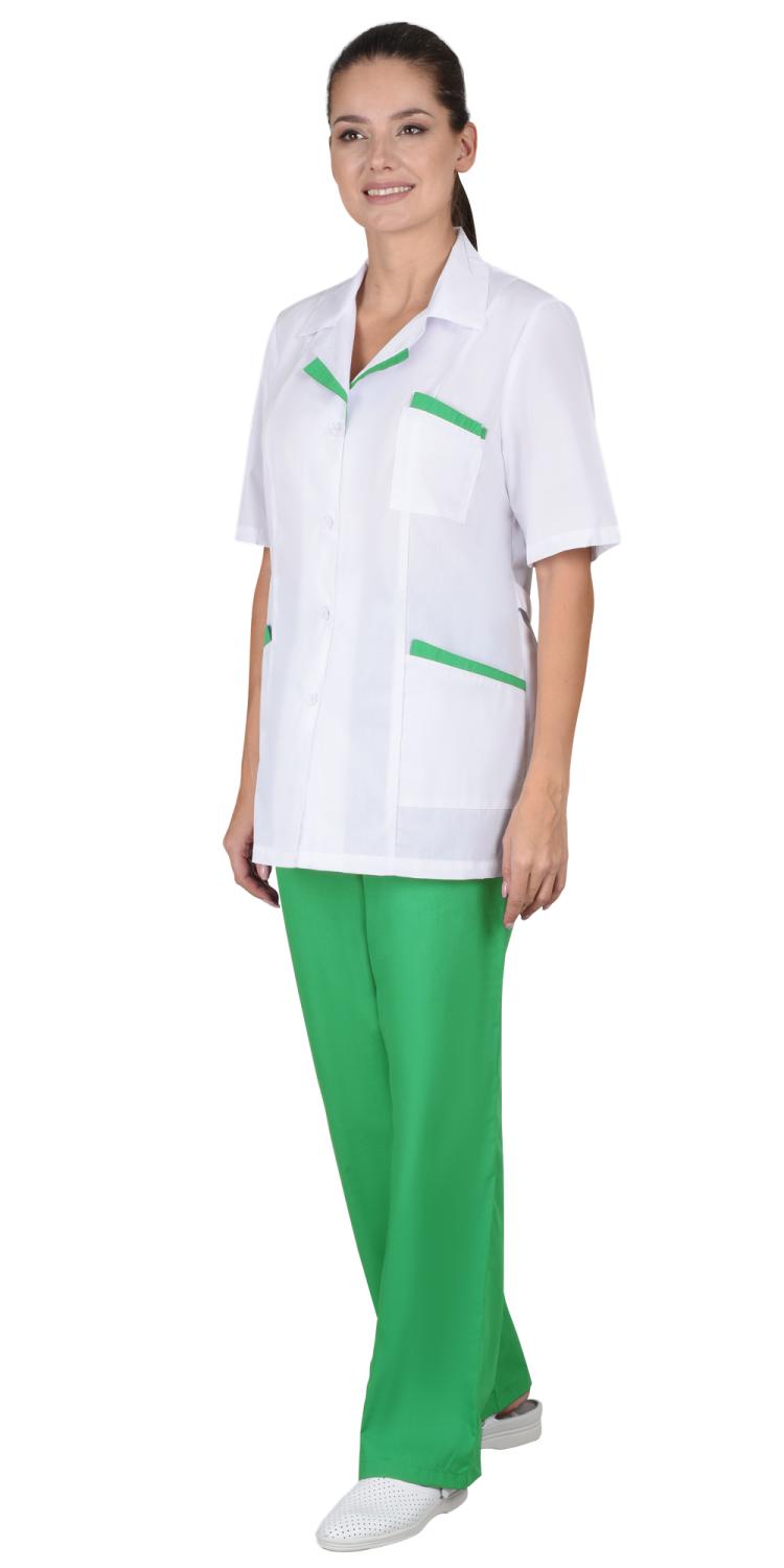 Костюм ЛИЗА женский белый с салатовым