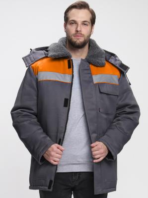 Куртка зимняя Бригада NEW (тк.Смесовая,210), т.серый/оранжевый (МИНПРОМТОРГ)
