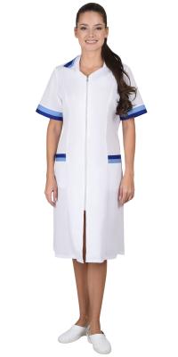 Халат МИЛА женский белый с голубым и васильковым