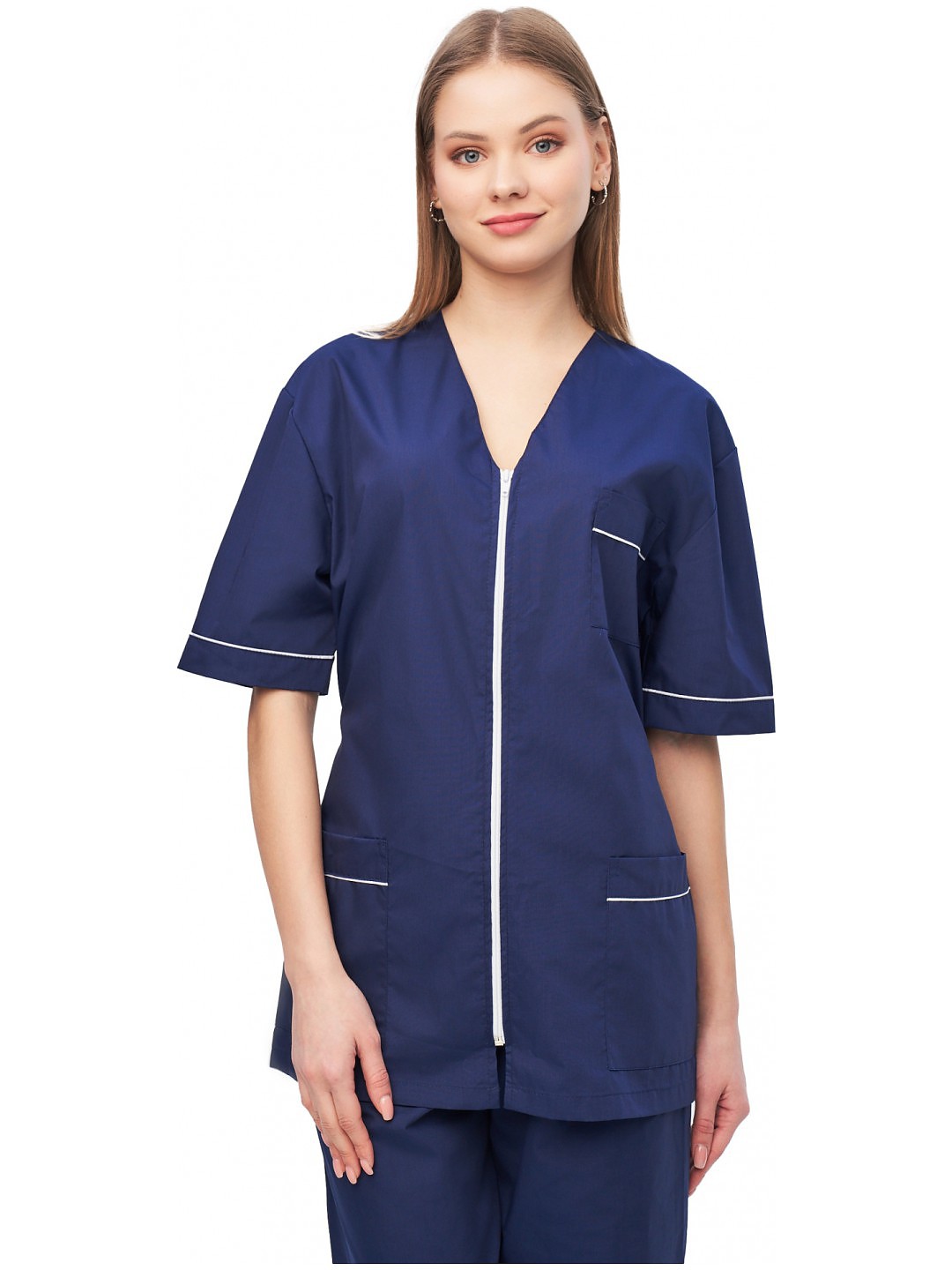 Костюм женский "Глория" т-синий с белым