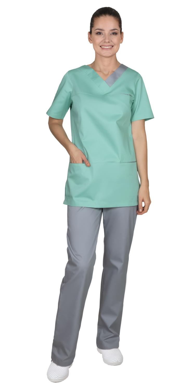 Костюм КЭТРИН женский мятный с серым