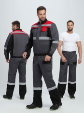Костюм Виват-1 Премиум IMP (тк.Смесовая,240) брюки, т.серый/черный/красный