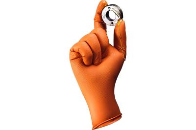 Перчатки нитриловые ультрапрочные с текстурой Natrix (упак. 25/20 пар) Jeta Safety JSN50 оранжевые