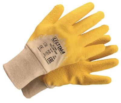 Перчатки YELLOW GRIP трикотажные хб с латексным ребристым покрытием ULT600