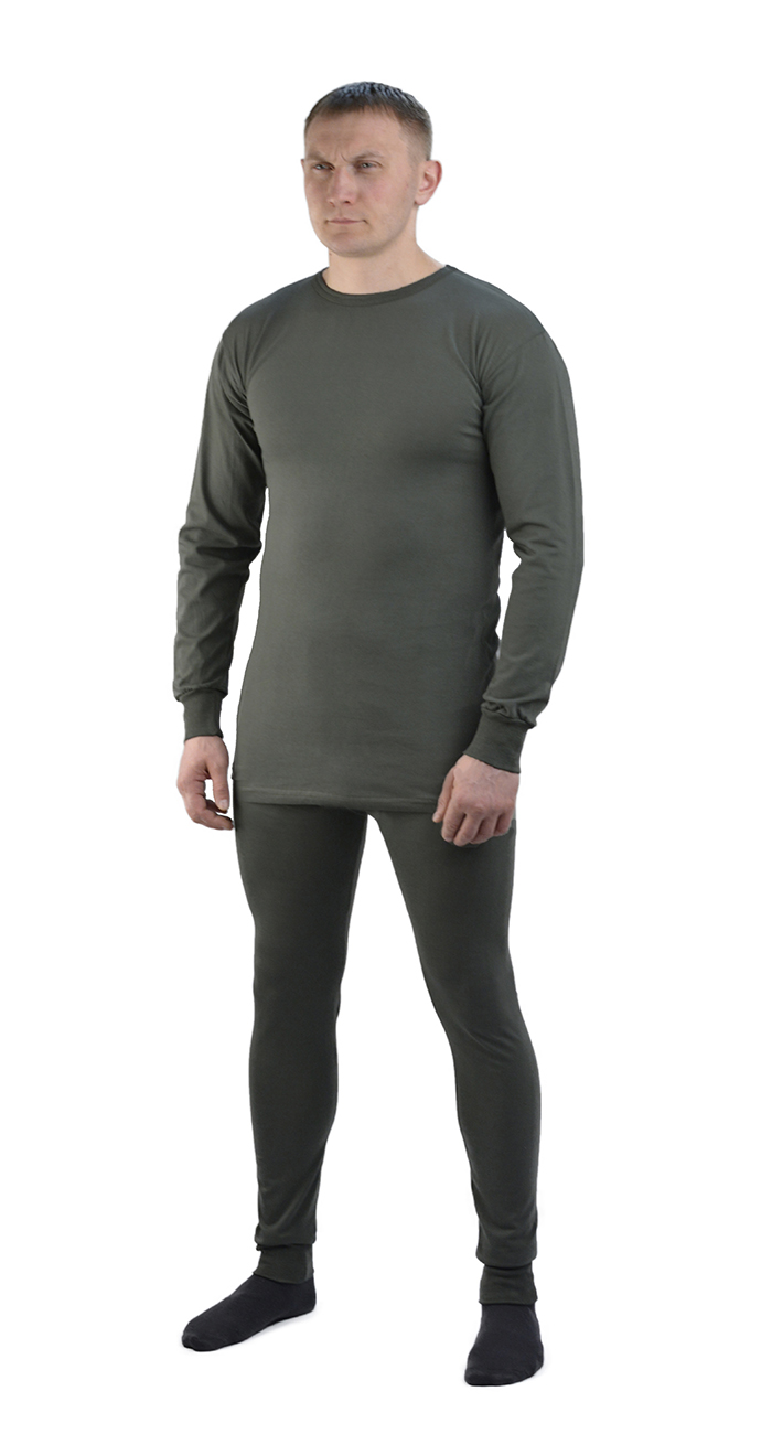 Белье трикотажное мужское пл.180 гр/м2, оливковое, 100% х/б