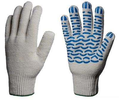 Перчатки х/б 10кл. ЛЮКС с ПВХ ВОЛНА 51-53гр. 150текс, белые